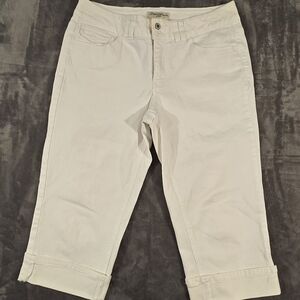 St. John's Bay Petite White Stretch Denim Capri Jeans Size 10P (024)